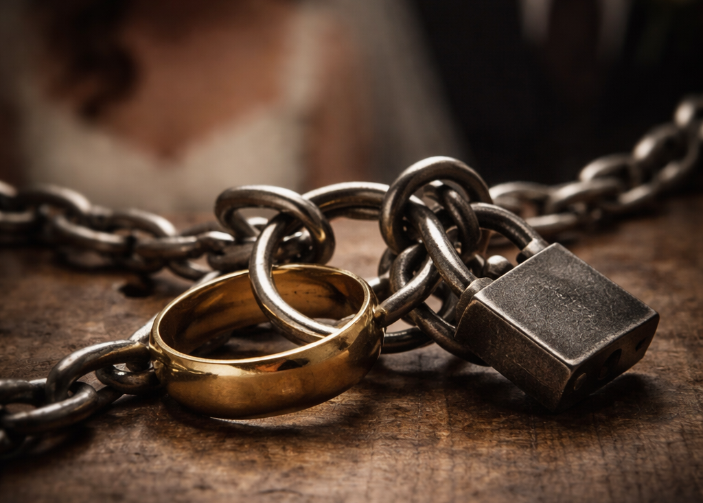 Chained wedding rings